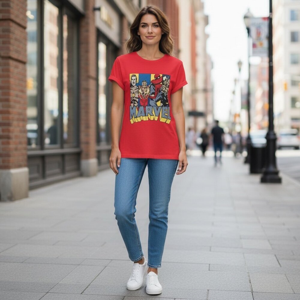 Marvel Comics Superheroes Juniors Slash Back Graphic‎ Tee Red S/M #199C